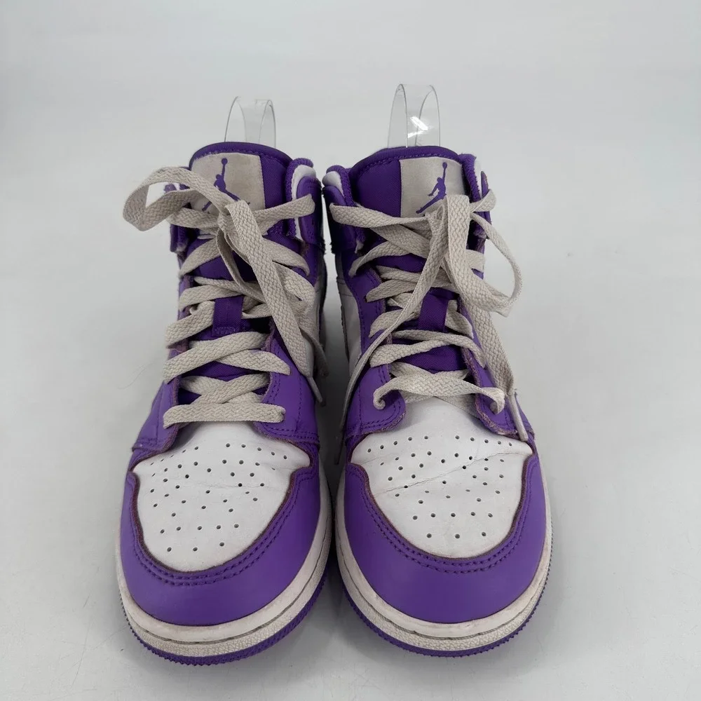 Kids Nike Air Jordan 1 Mid SE Venom Purple White High Top‎ Sneakers Sz 5.5Y